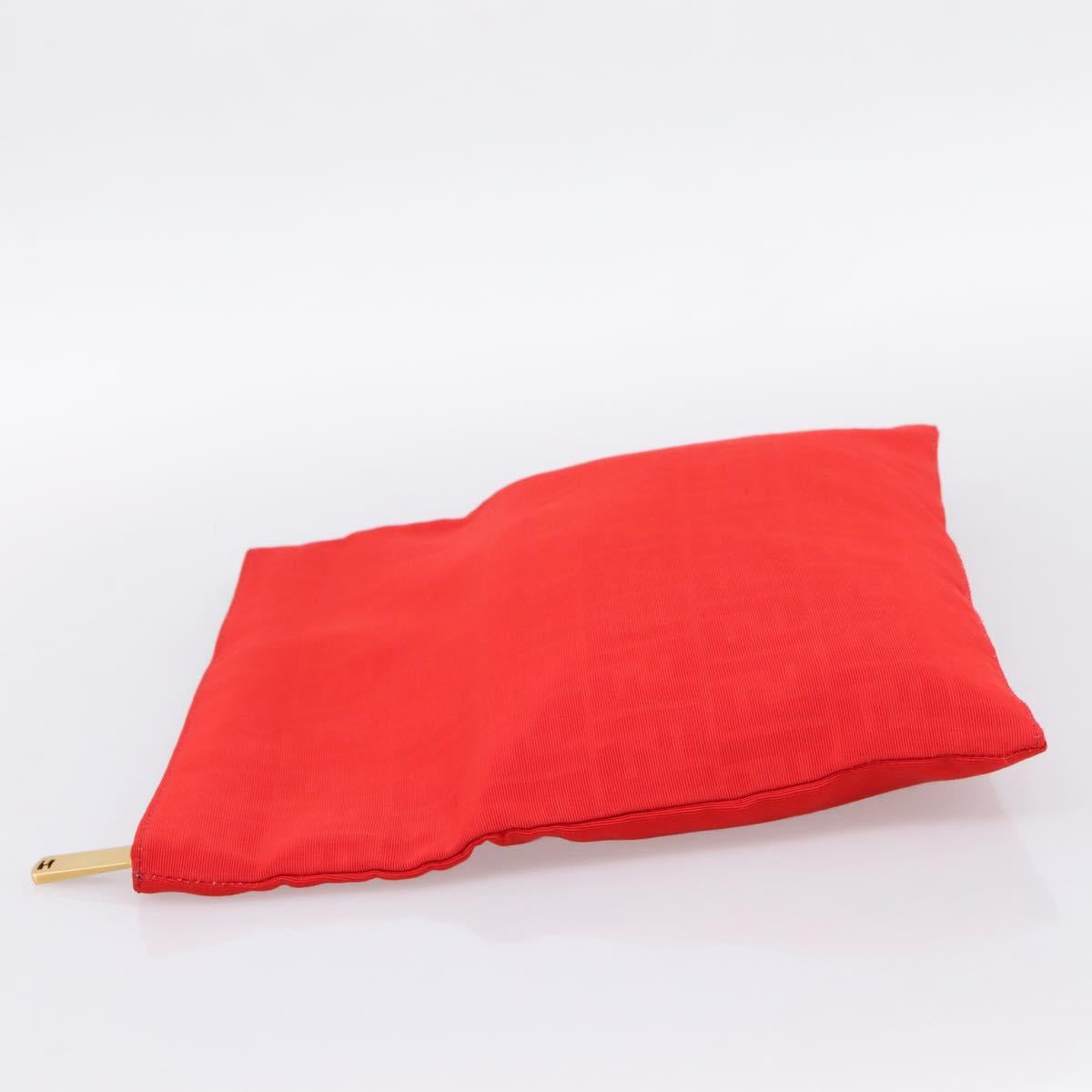 FENDI Zucca Canvas Clutch Bag Red Gold Auth 200728A