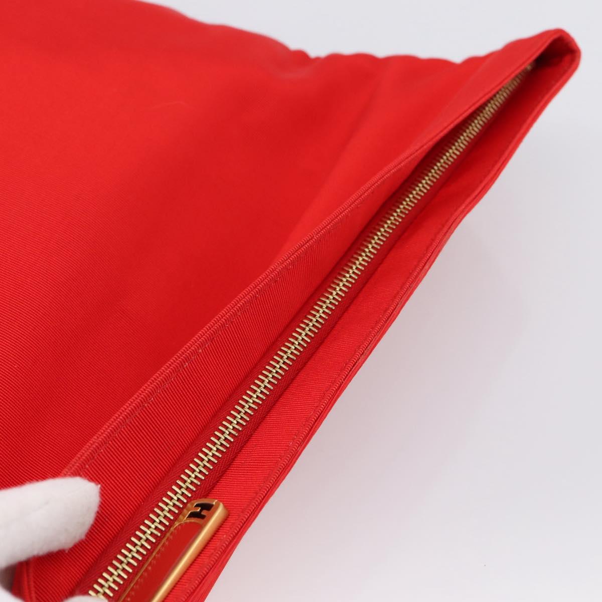 FENDI Zucca Canvas Clutch Bag Red Gold Auth 200728A