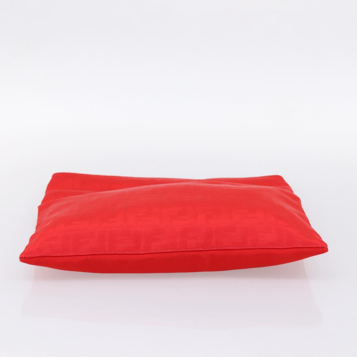 FENDI Zucca Canvas Clutch Bag Red Gold Auth 200728A