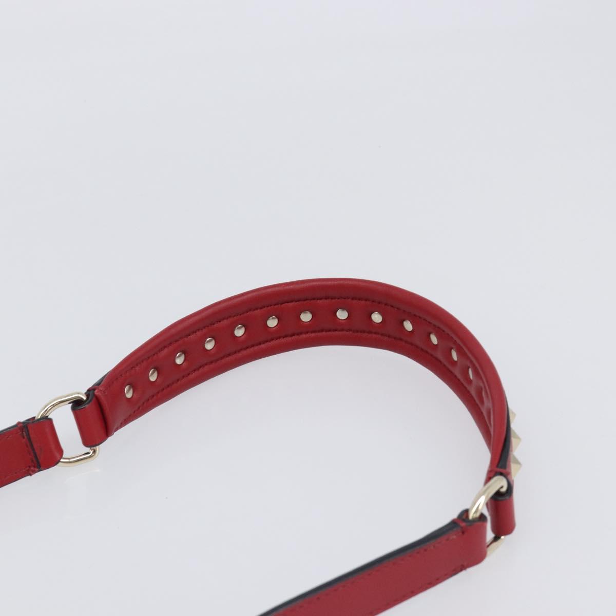 VALENTINO Rock Studs Hand Bag Leather 2way Red Gold Auth 200731V