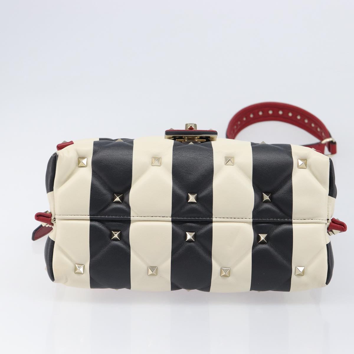 VALENTINO Rock Studs Hand Bag Leather 2way Red Gold Auth 200731V