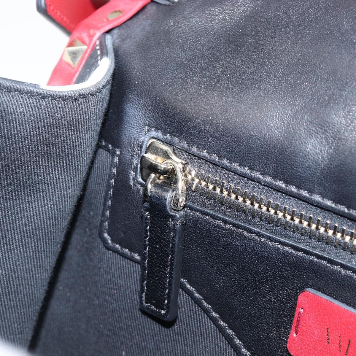 VALENTINO Rock Studs Hand Bag Leather 2way Red Gold Auth 200731V