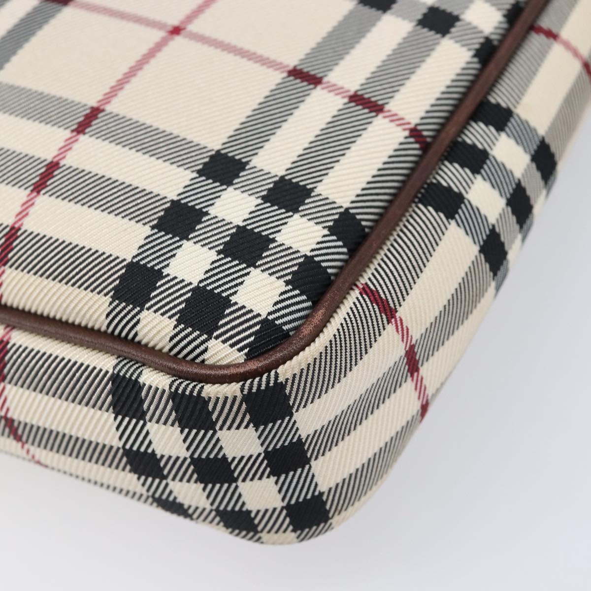 BURBERRY Nova Check Shoulder Bag Canvas Beige Silver Auth 200733