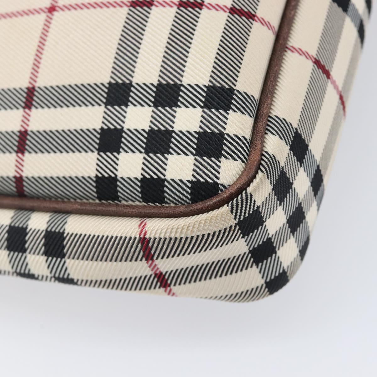 BURBERRY Nova Check Shoulder Bag Canvas Beige Silver Auth 200733