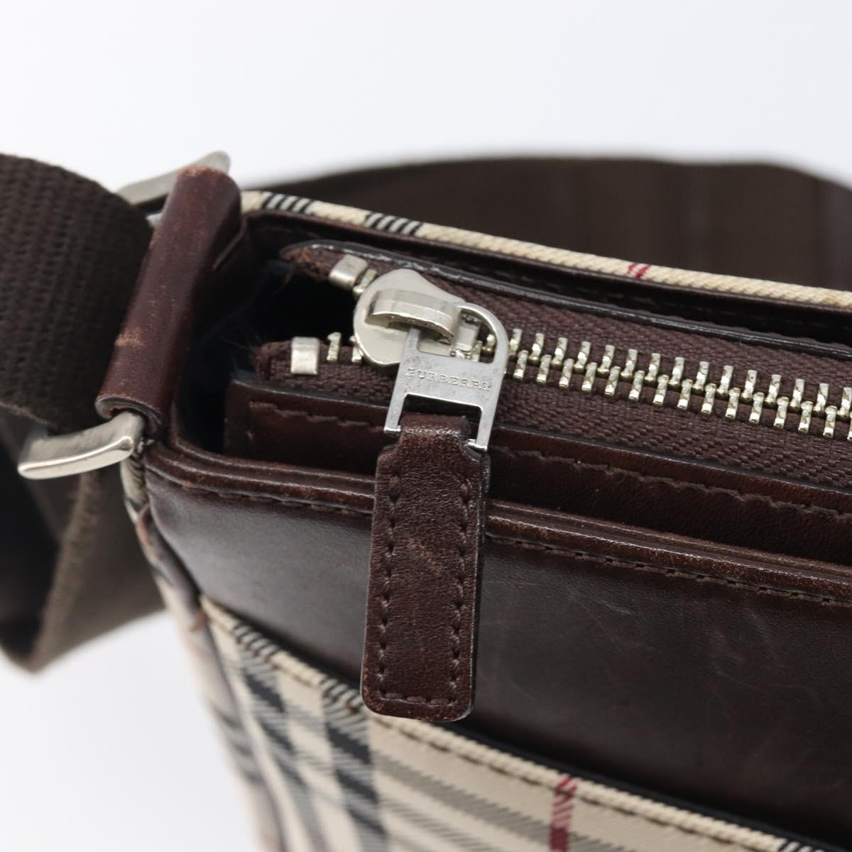 BURBERRY Nova Check Shoulder Bag Canvas Beige Silver Auth 200733
