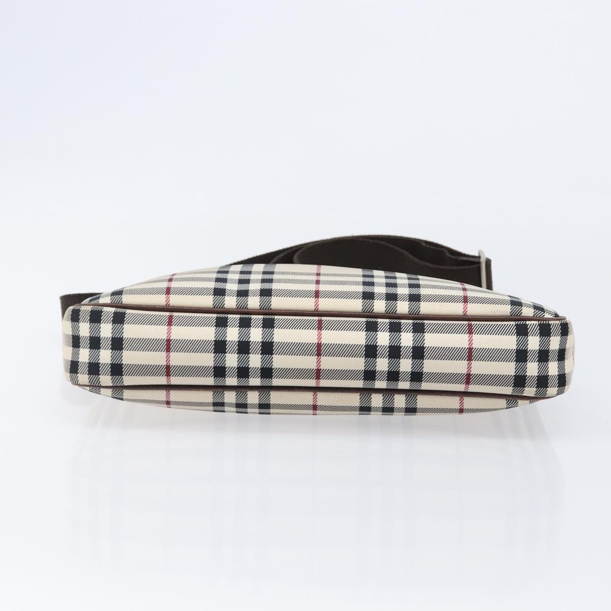 BURBERRY Nova Check Shoulder Bag Canvas Beige Silver Auth 200733