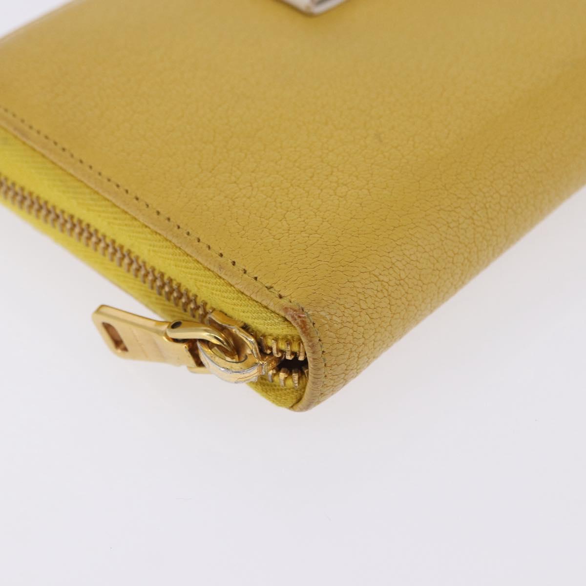 Miu Miu Long Wallet Leather Yellow Gold Auth 200735A
