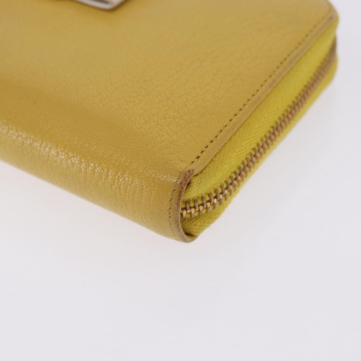 Miu Miu Long Wallet Leather Yellow Gold Auth 200735A