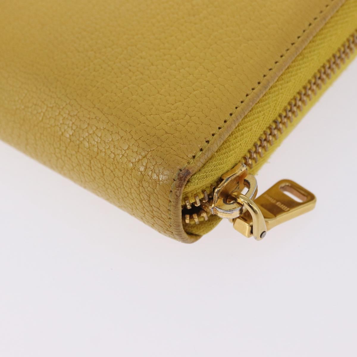Miu Miu Long Wallet Leather Yellow Gold Auth 200735A