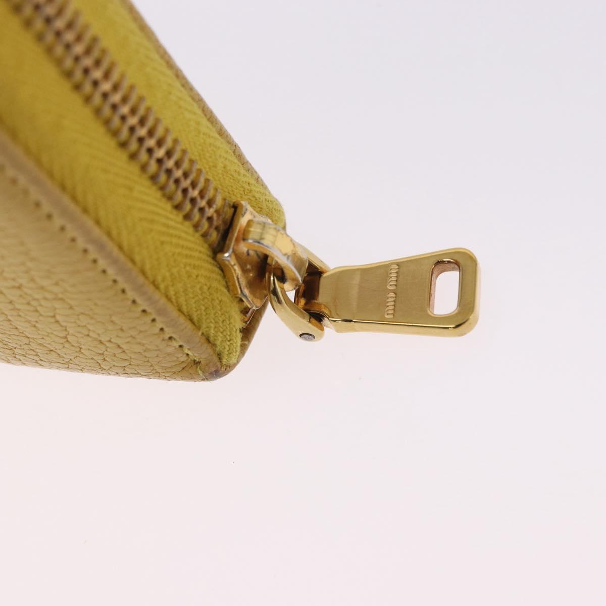 Miu Miu Long Wallet Leather Yellow Gold Auth 200735A