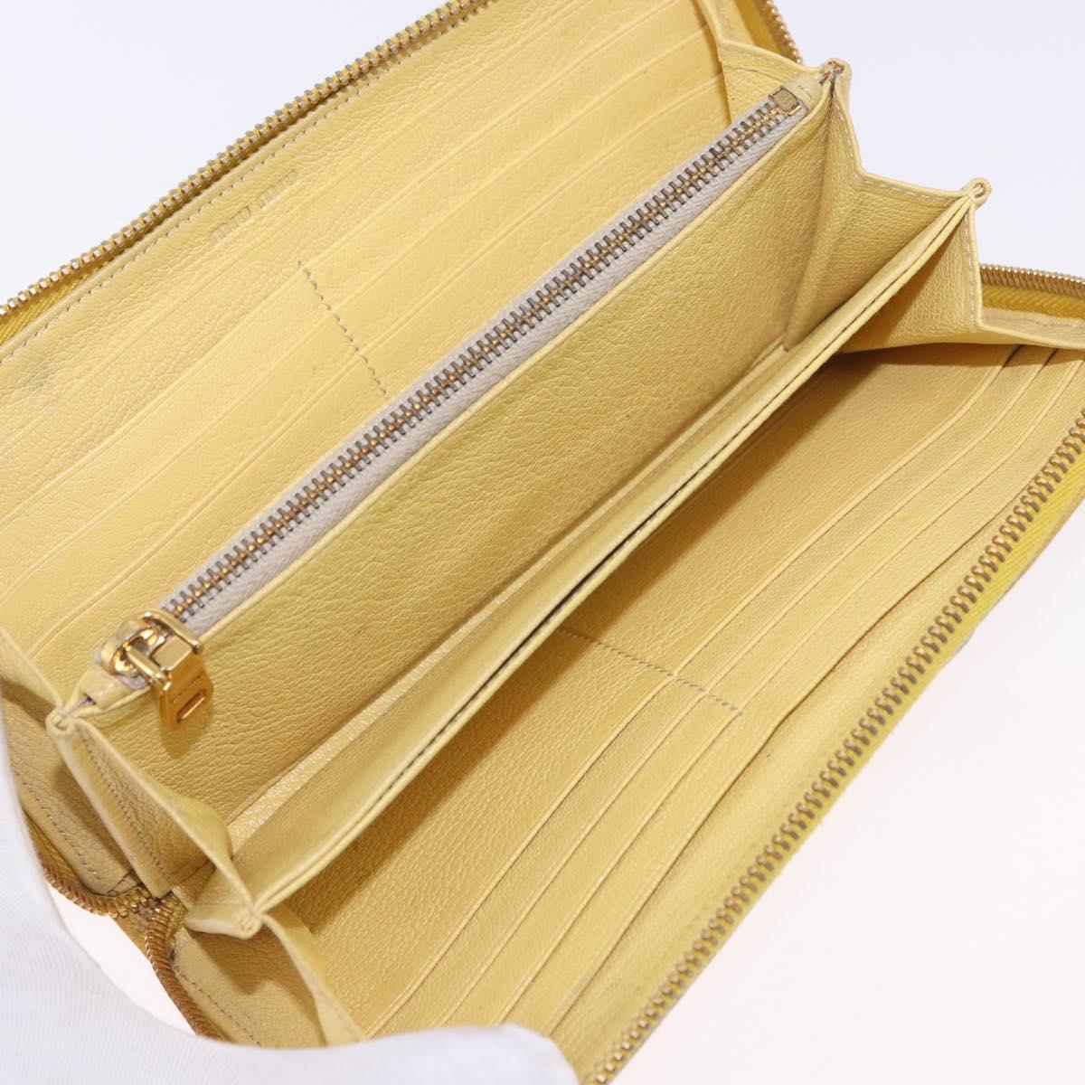 Miu Miu Long Wallet Leather Yellow Gold Auth 200735A