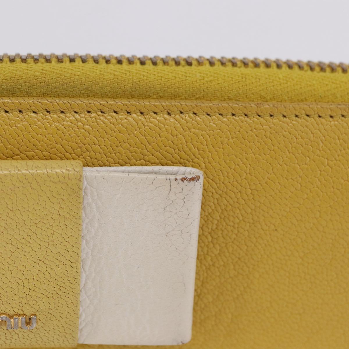Miu Miu Long Wallet Leather Yellow Gold Auth 200735A