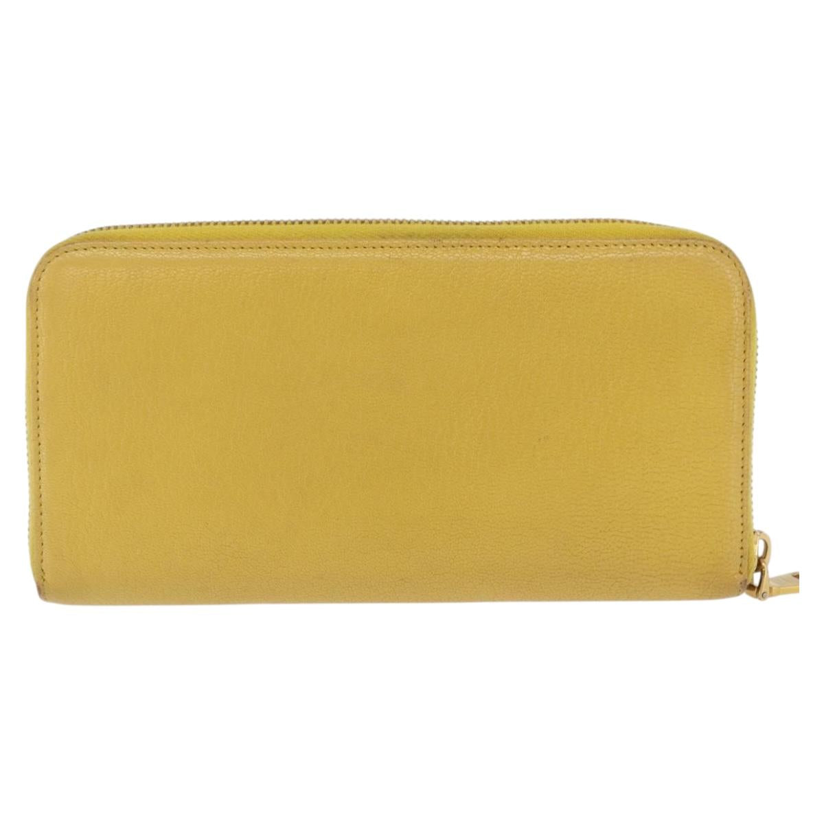 Miu Miu Long Wallet Leather Yellow Gold Auth 200735A