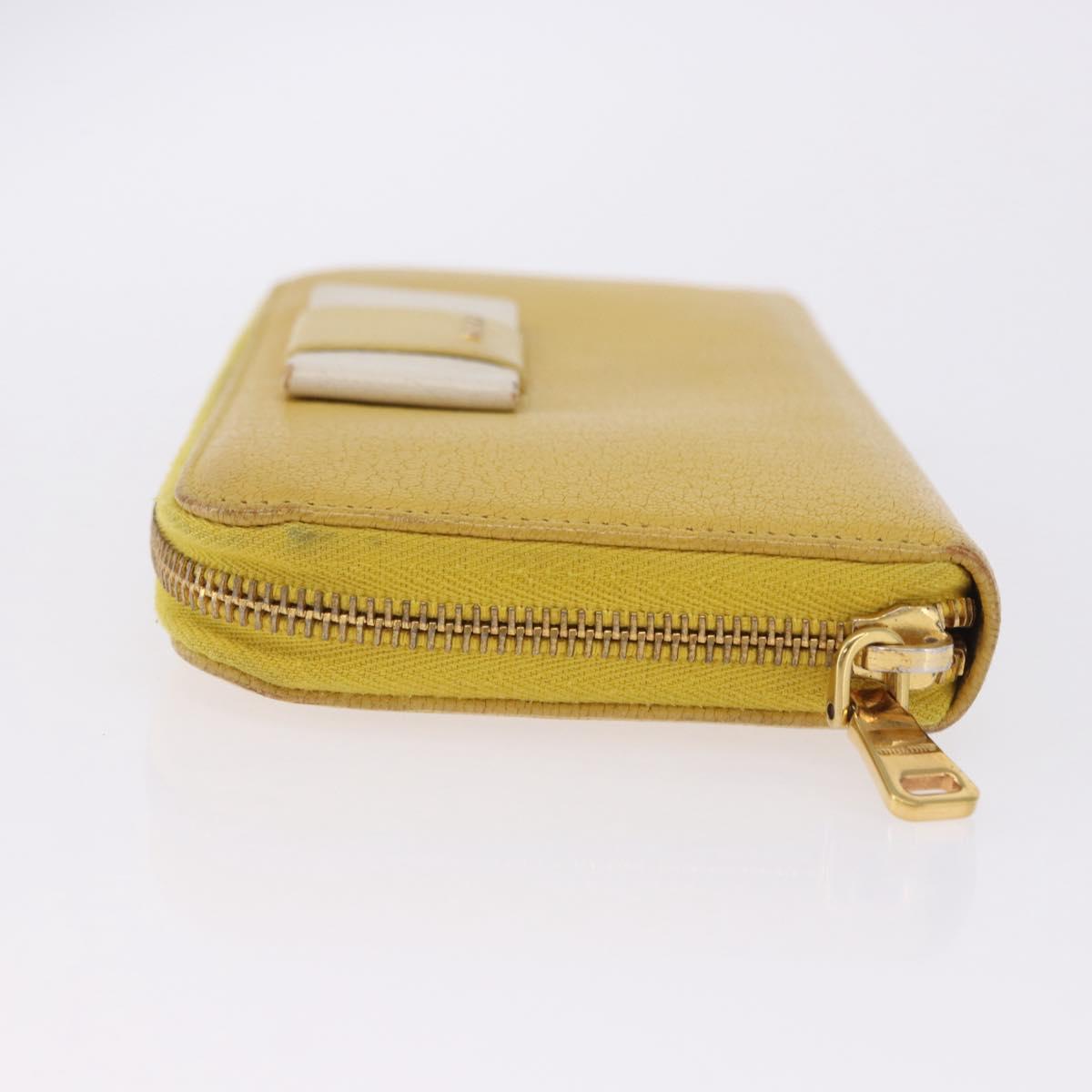 Miu Miu Long Wallet Leather Yellow Gold Auth 200735A
