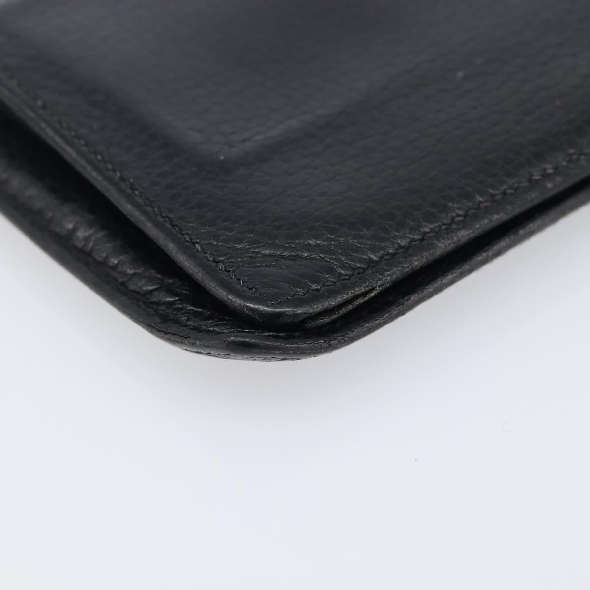 HERMES Copernicus Wallet Leather Black Auth 200737