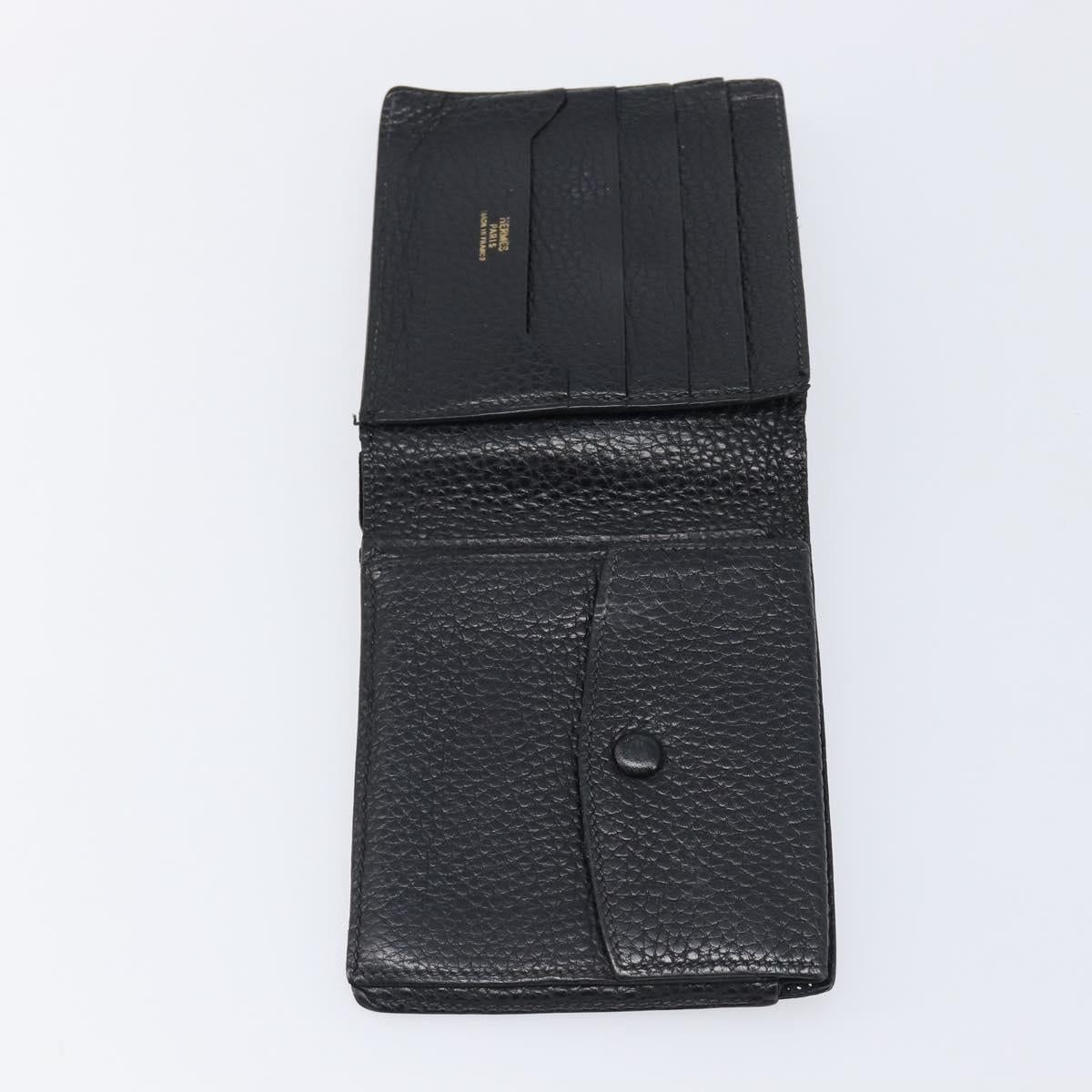 HERMES Copernicus Wallet Leather Black Auth 200737