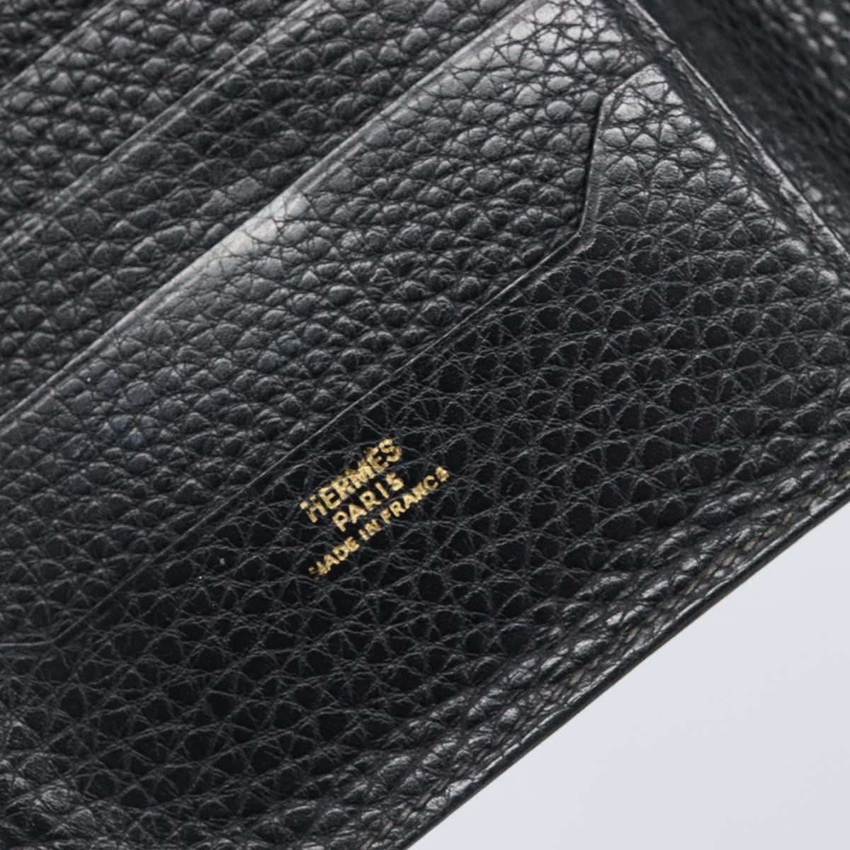 HERMES Copernicus Wallet Leather Black Auth 200737