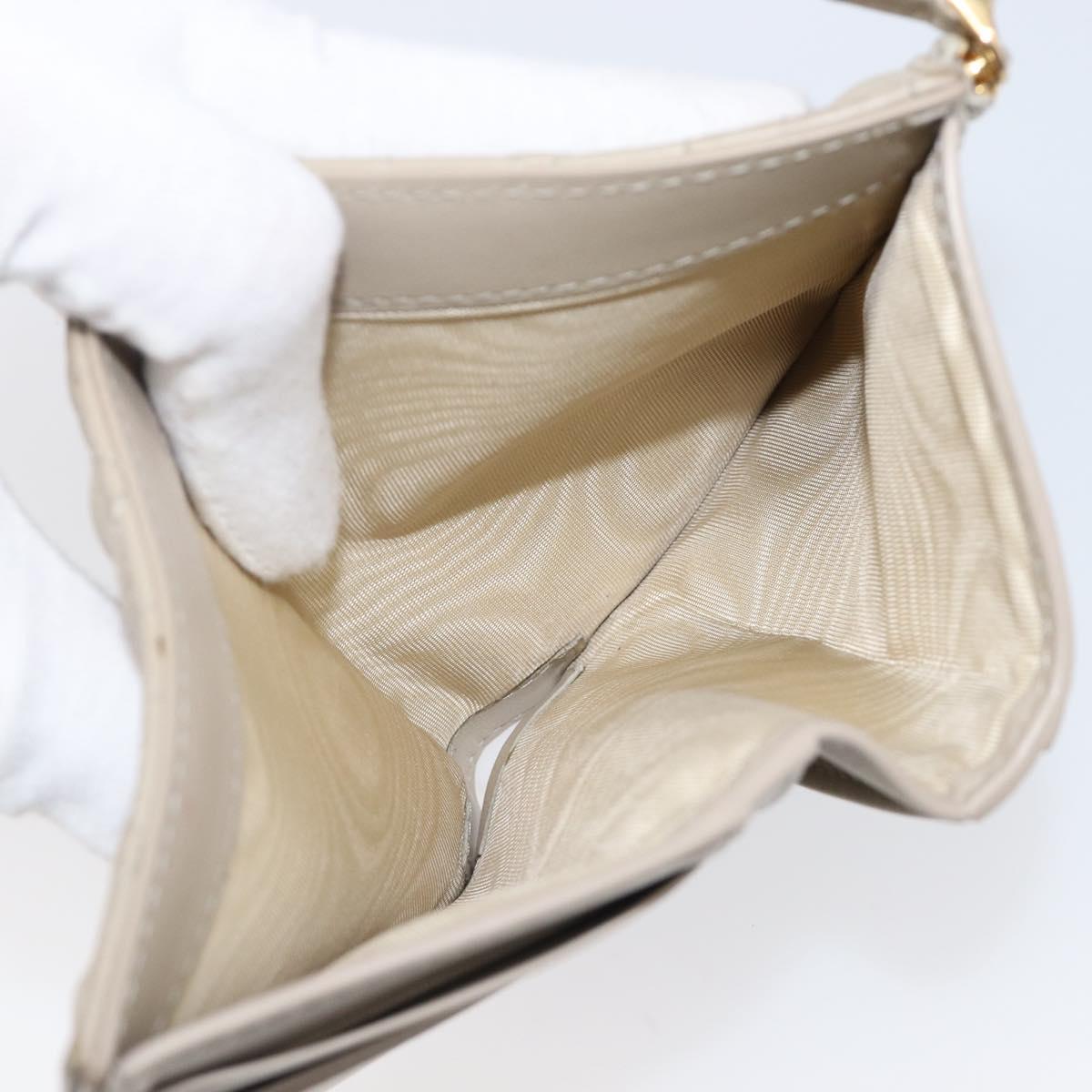 Christian Dior Cannage Caro Dahlia Wallet Lamb Skin Beige Gold Auth 200738A