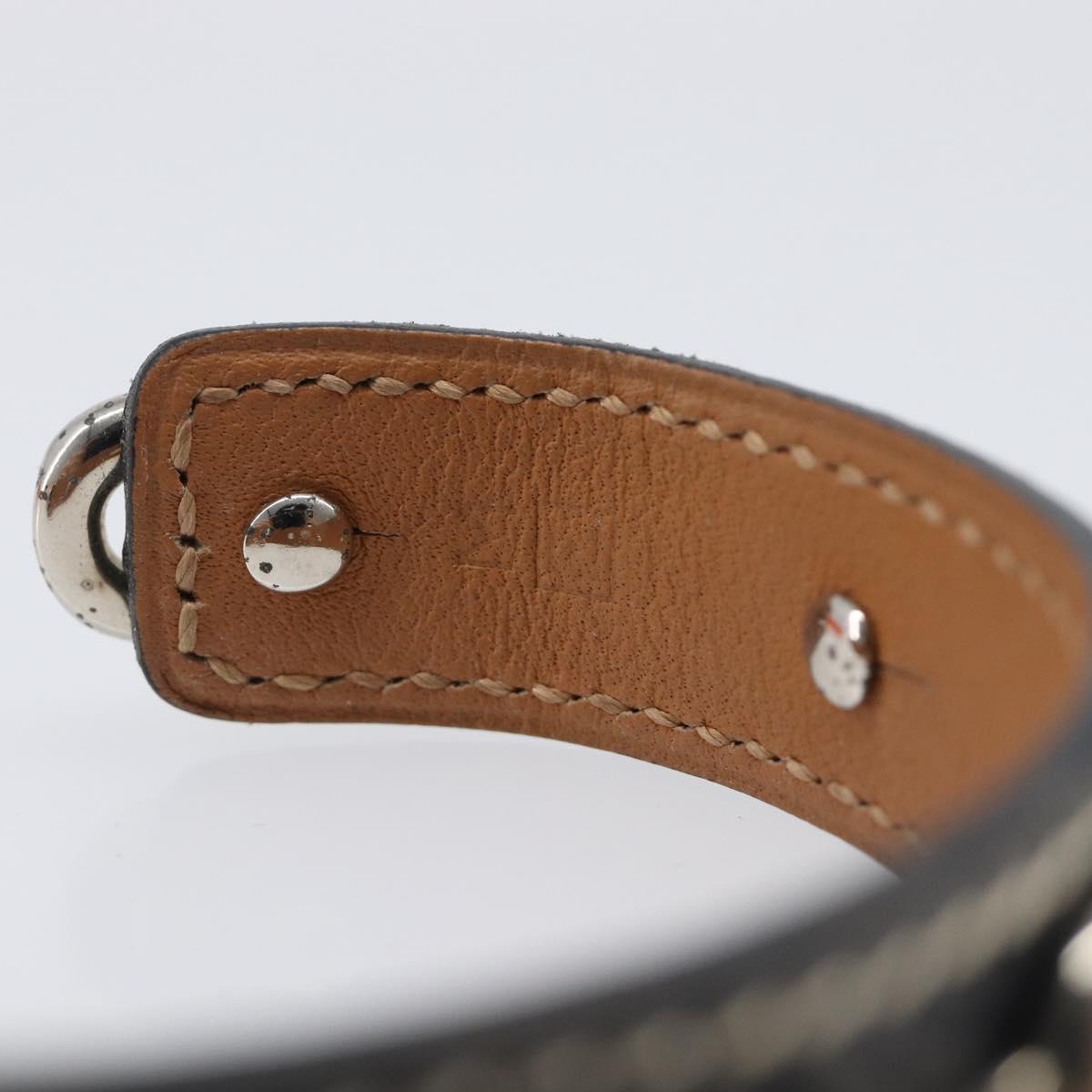 HERMES Bangle Chaine d'Ancre Bracelet Metal Leather Silver Black Auth 200739V
