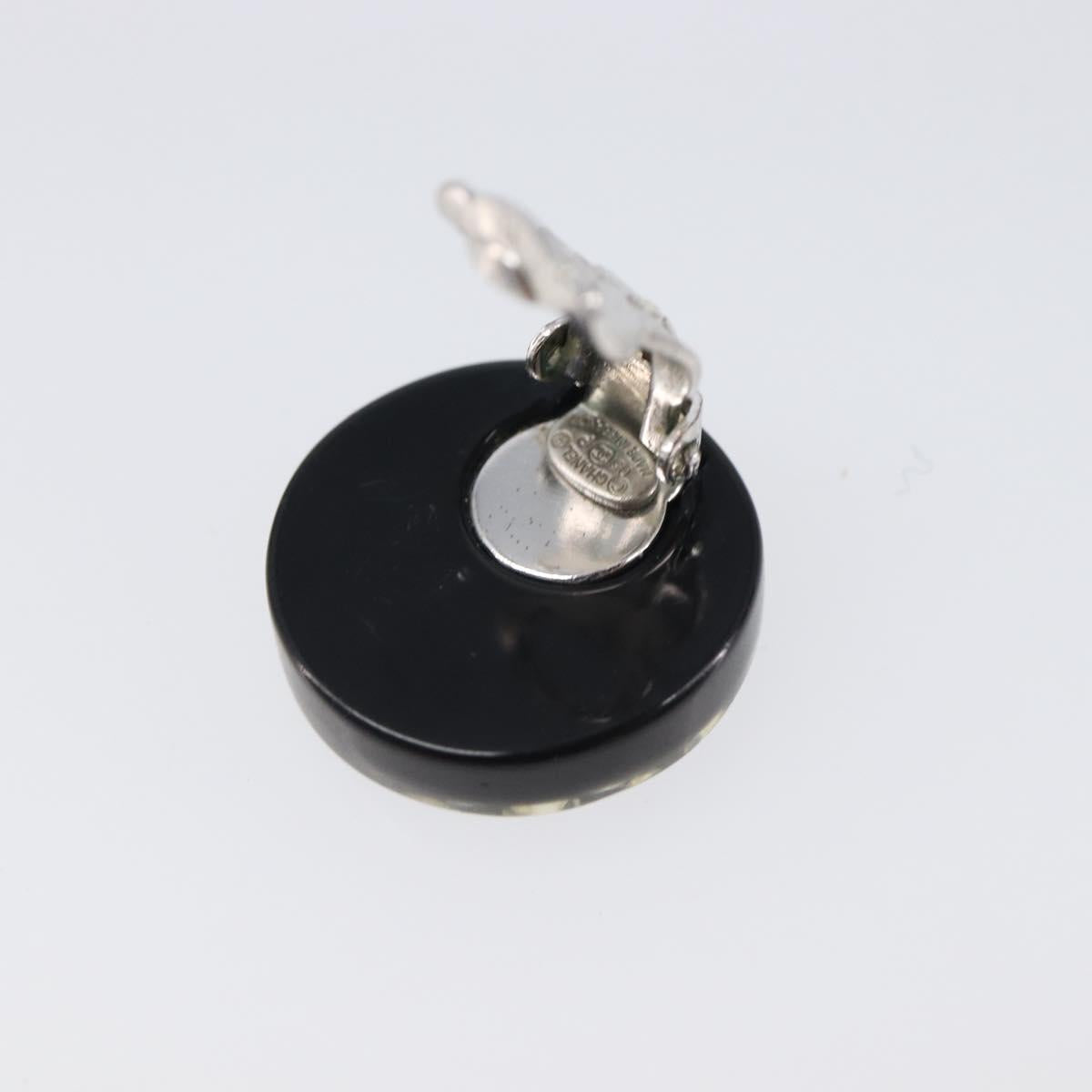 CHANEL Earring plastic Black CC Auth 200741V