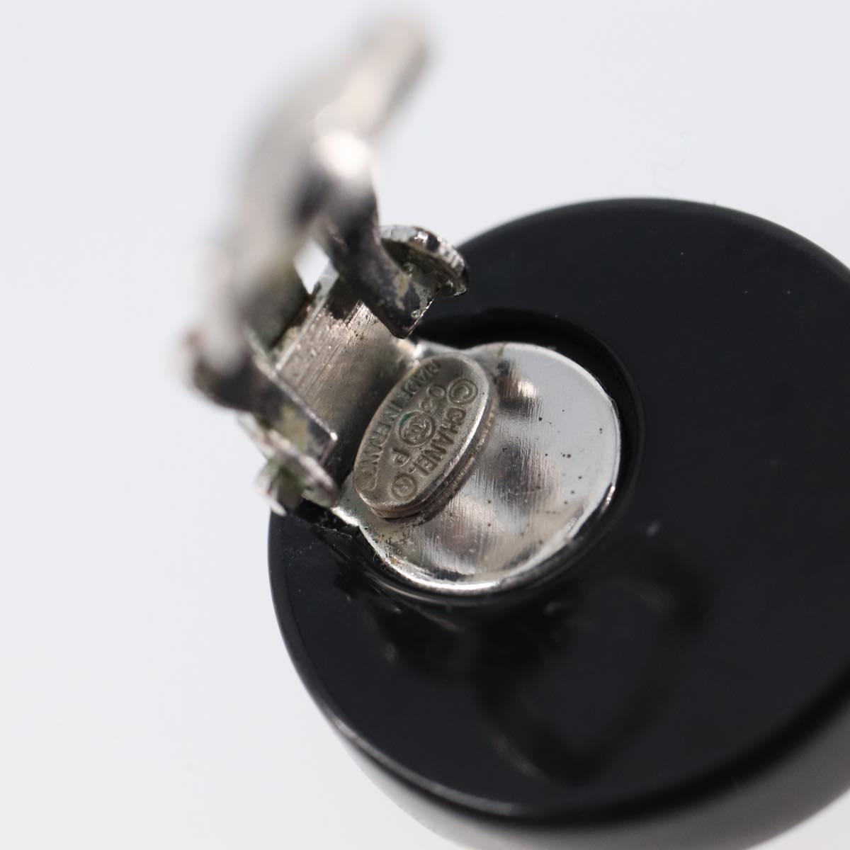 CHANEL Earring plastic Black CC Auth 200741V