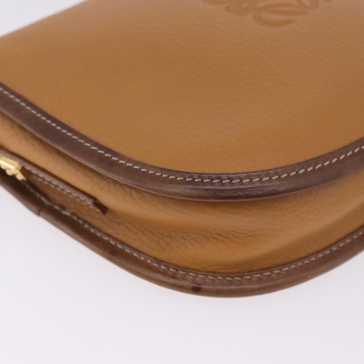 LOEWE Shoulder Bag Leather Beige Gold Auth 200744A