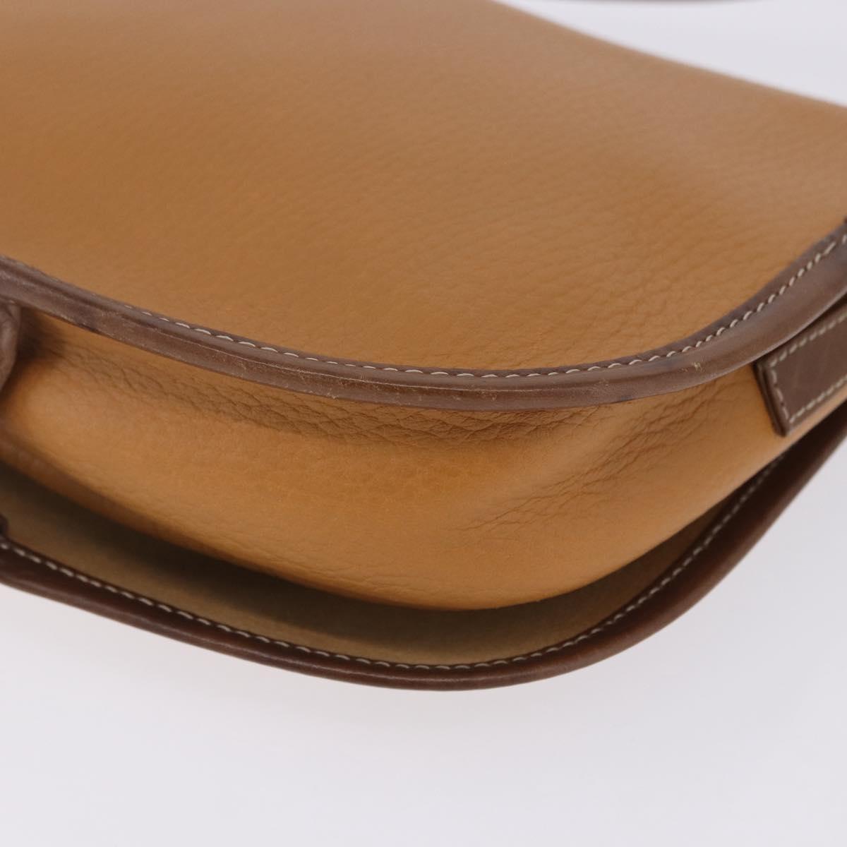 LOEWE Shoulder Bag Leather Beige Gold Auth 200744A