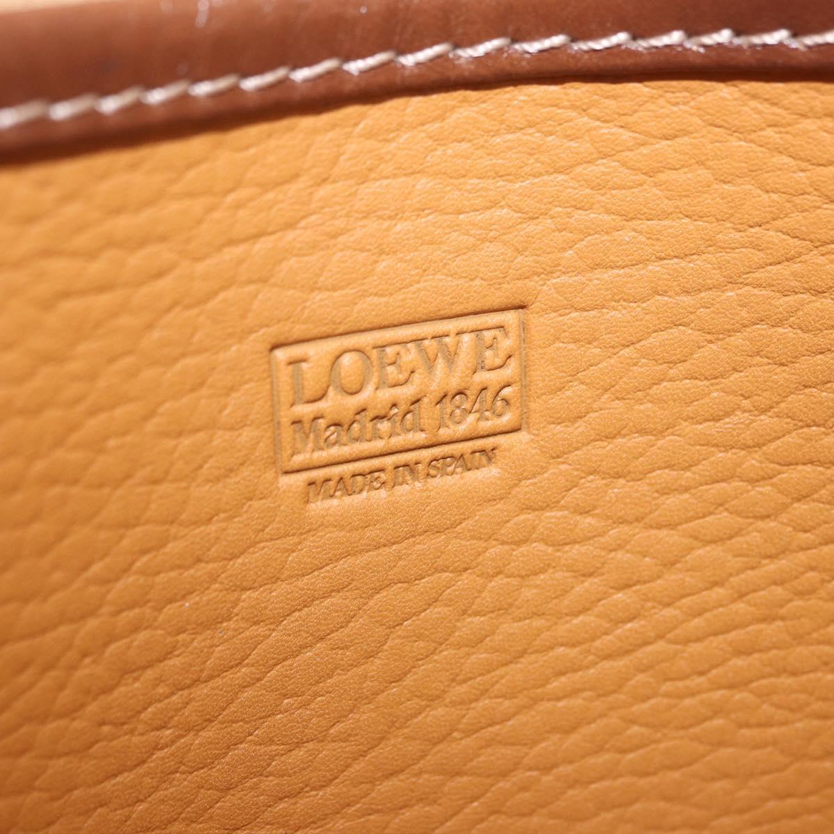 LOEWE Shoulder Bag Leather Beige Gold Auth 200744A