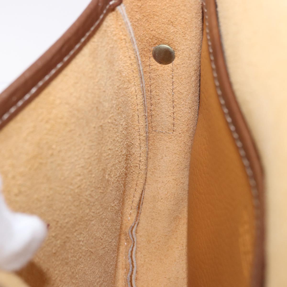 LOEWE Shoulder Bag Leather Beige Gold Auth 200744A
