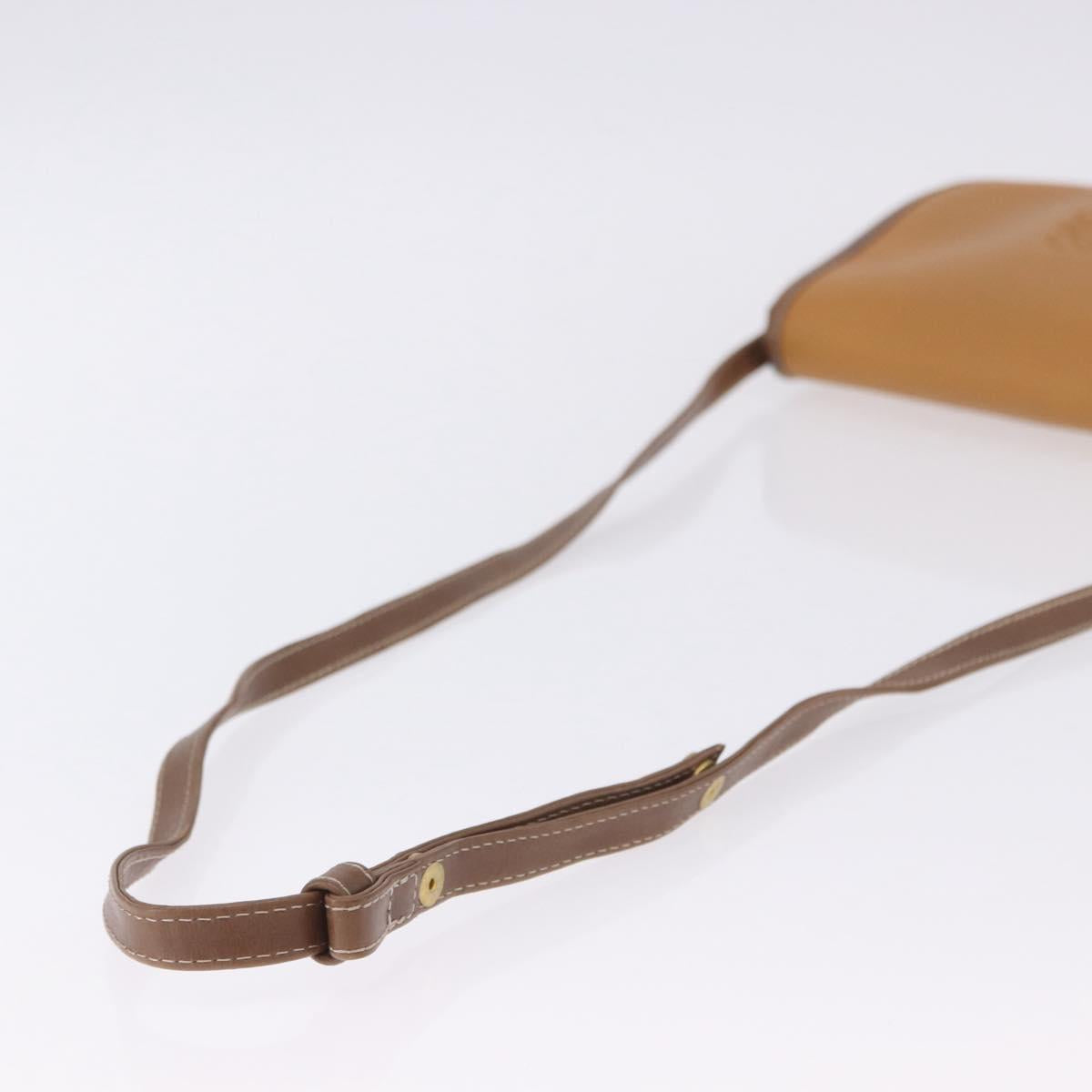 LOEWE Shoulder Bag Leather Beige Gold Auth 200744A