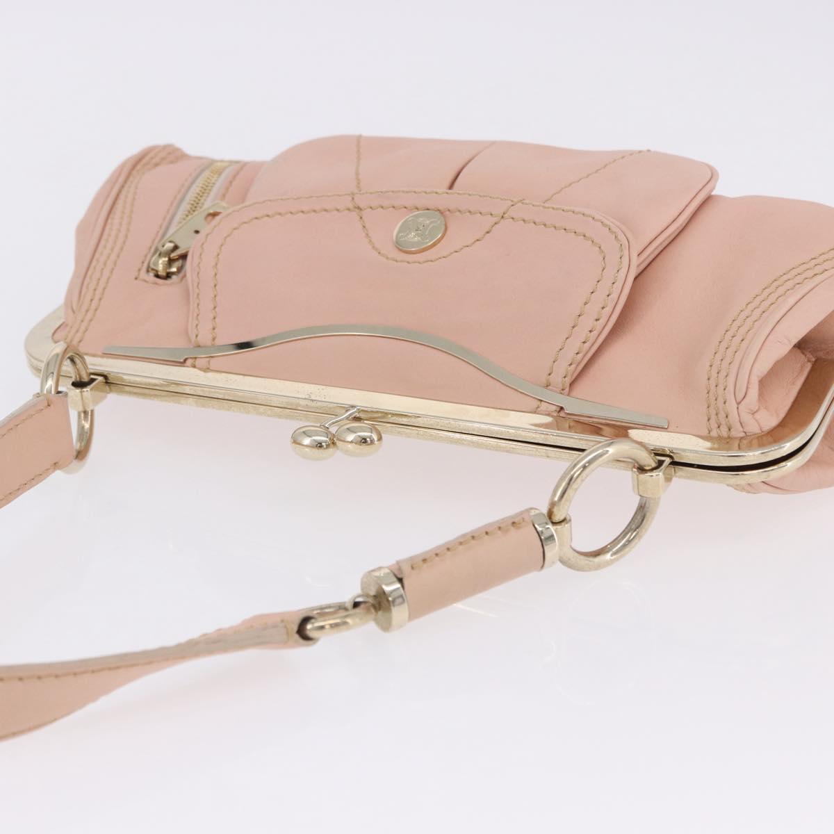 CELINE Shoulder Bag Leather Pink Gold Auth 200745V
