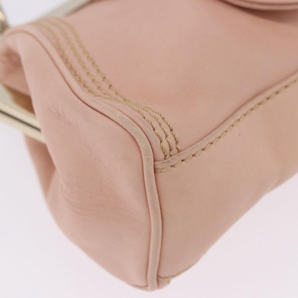 CELINE Shoulder Bag Leather Pink Gold Auth 200745V