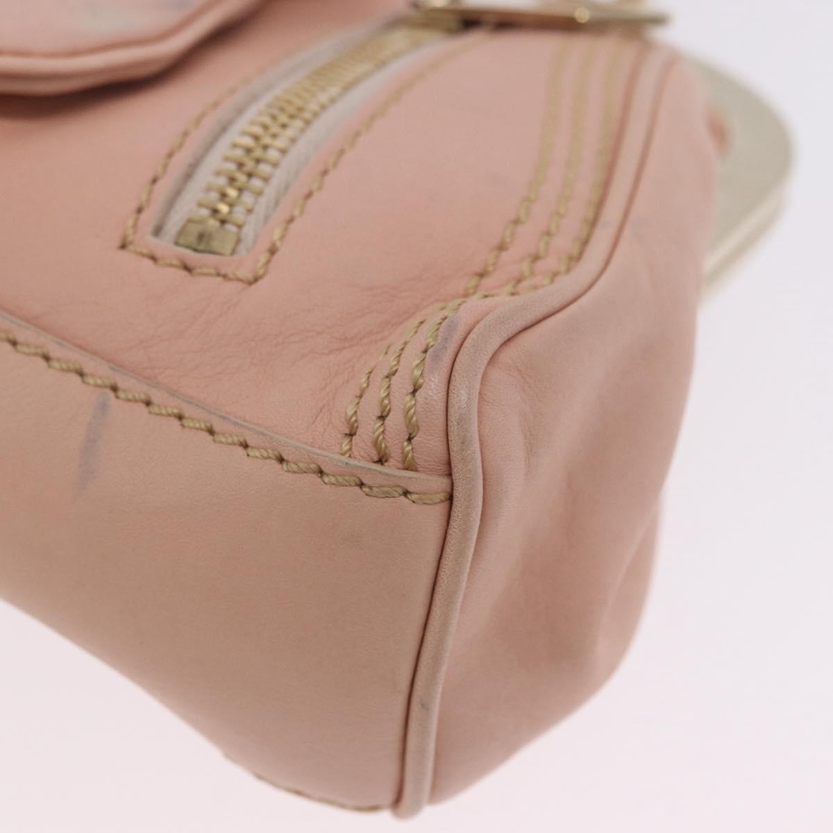 CELINE Shoulder Bag Leather Pink Gold Auth 200745V