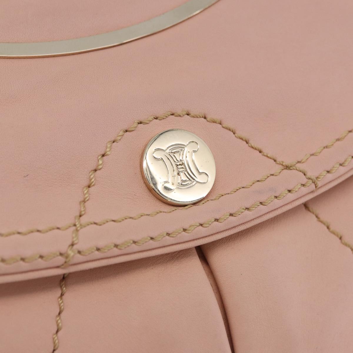 CELINE Shoulder Bag Leather Pink Gold Auth 200745V