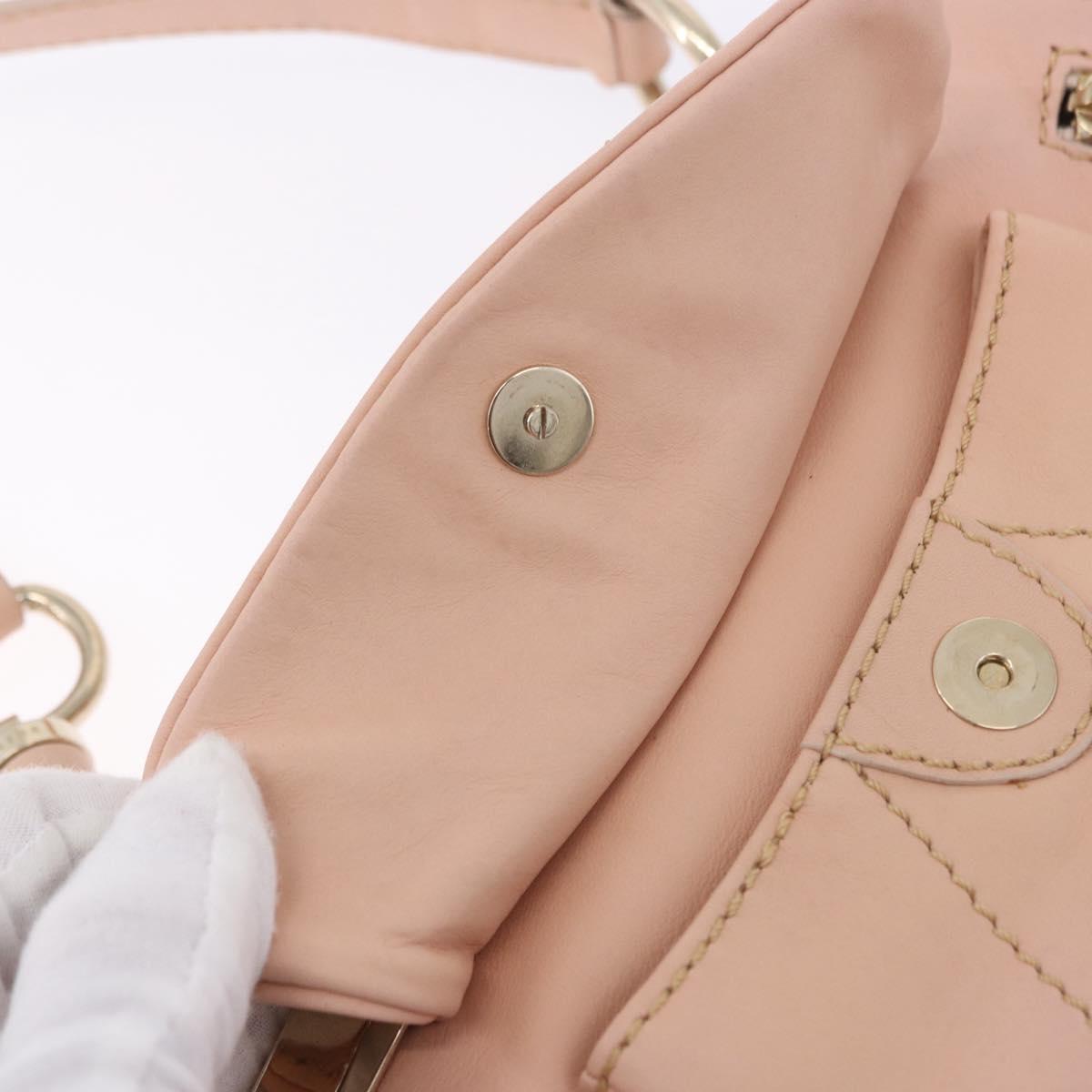 CELINE Shoulder Bag Leather Pink Gold Auth 200745V