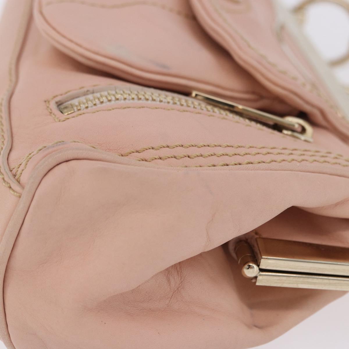CELINE Shoulder Bag Leather Pink Gold Auth 200745V