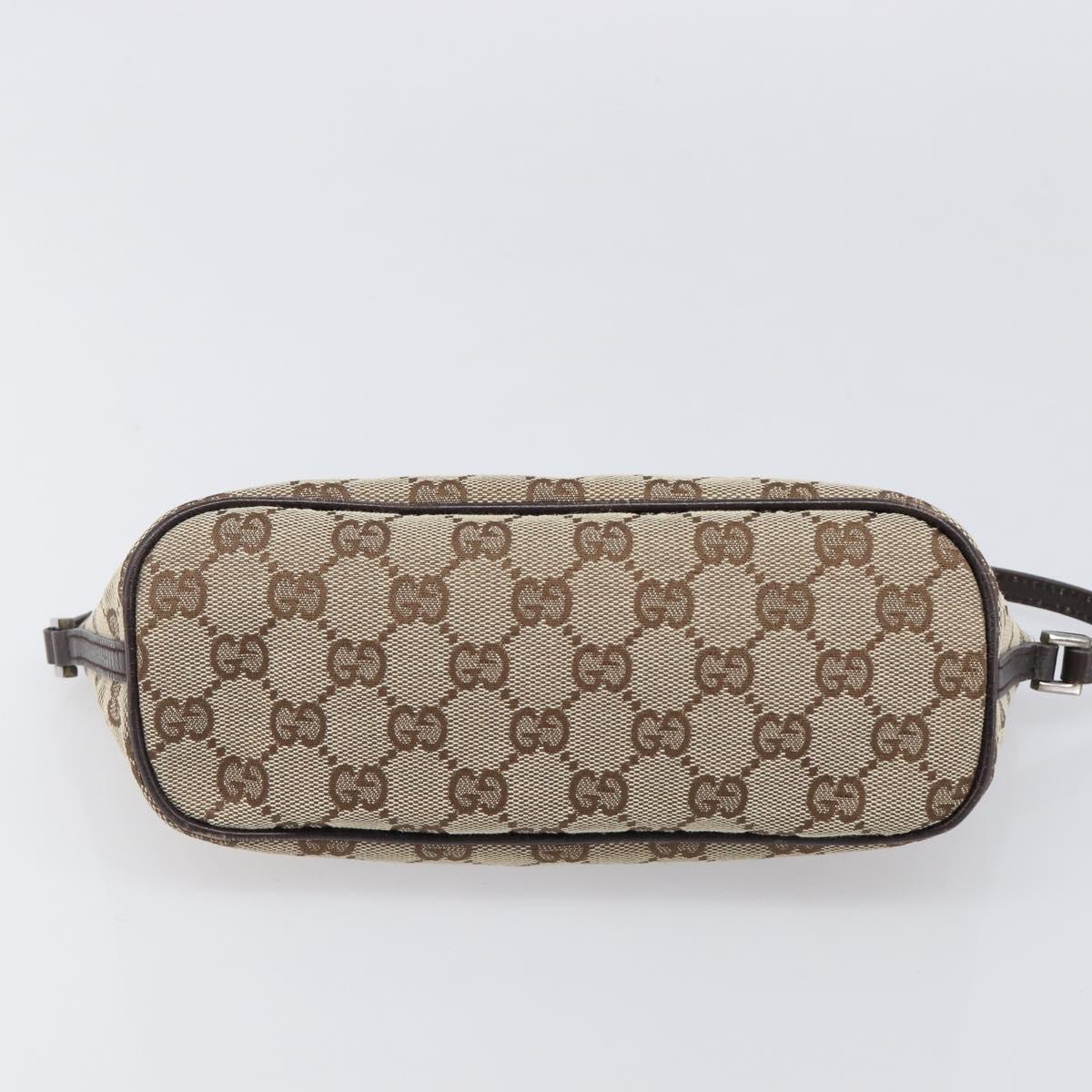 GUCCI GG Canvas Accessory Pouch Beige Silver 07198 Auth 200750V