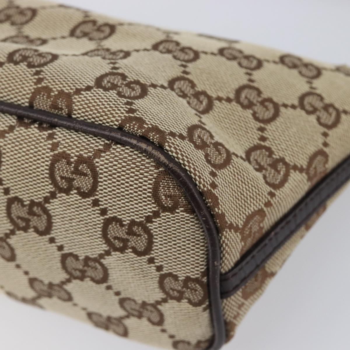 GUCCI GG Canvas Accessory Pouch Beige Silver 07198 Auth 200750V