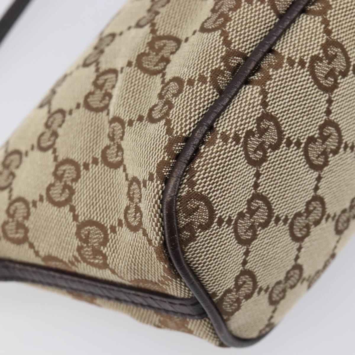 GUCCI GG Canvas Accessory Pouch Beige Silver 07198 Auth 200750V