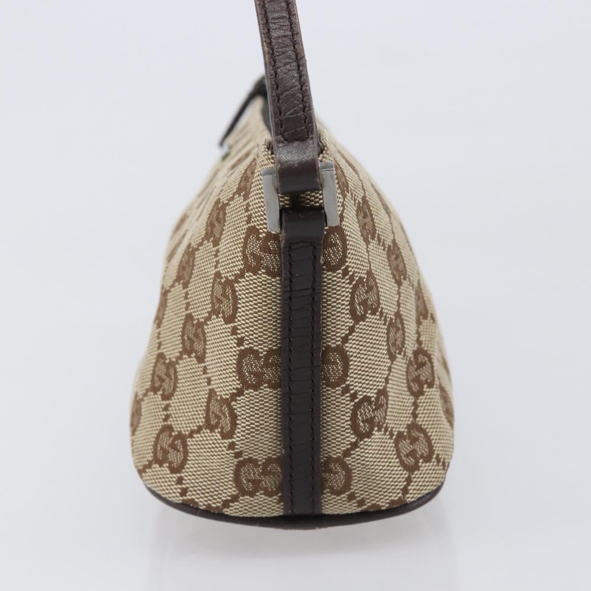 GUCCI GG Canvas Accessory Pouch Beige Silver 07198 Auth 200750V