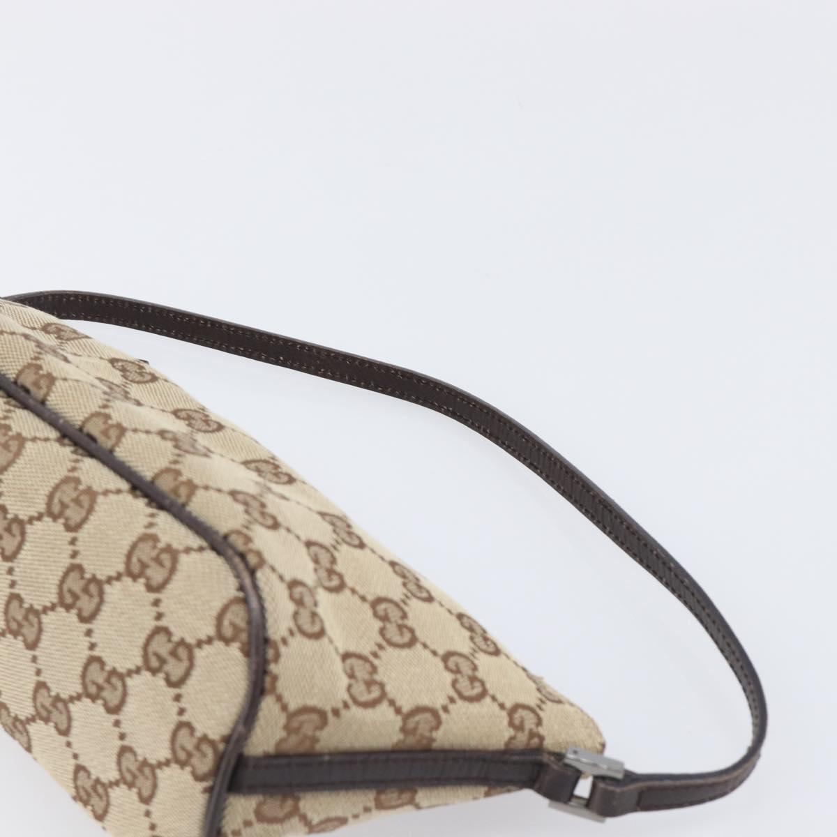 GUCCI GG Canvas Accessory Pouch Beige Silver 07198 Auth 200750V