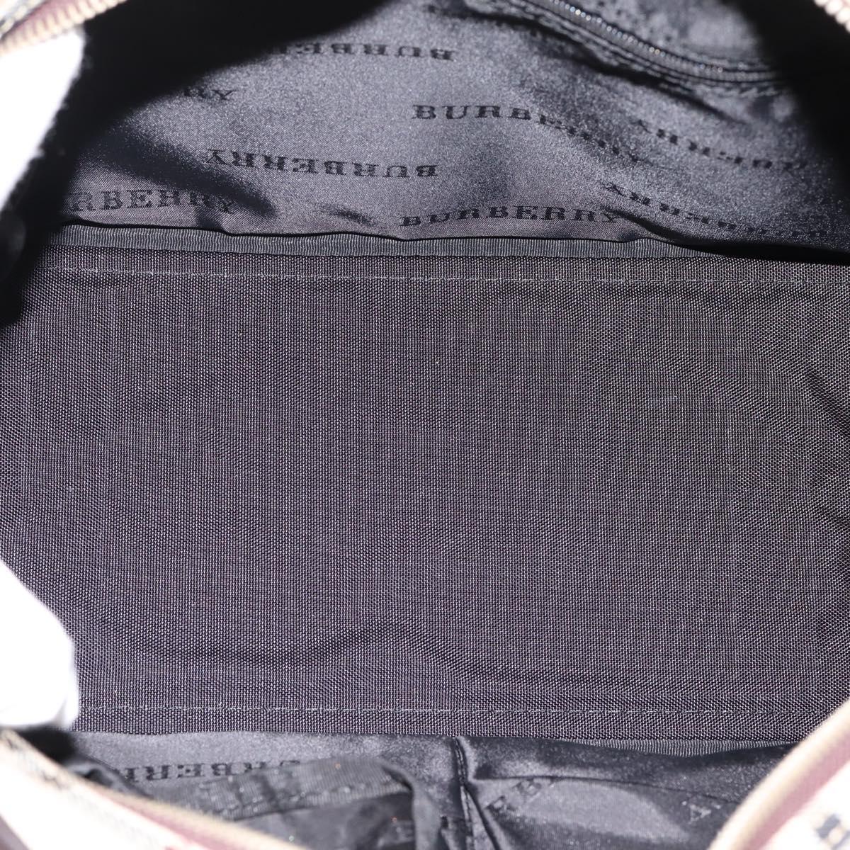 BURBERRY Nova Check Boston Bag Canvas Beige Silver Auth 200751
