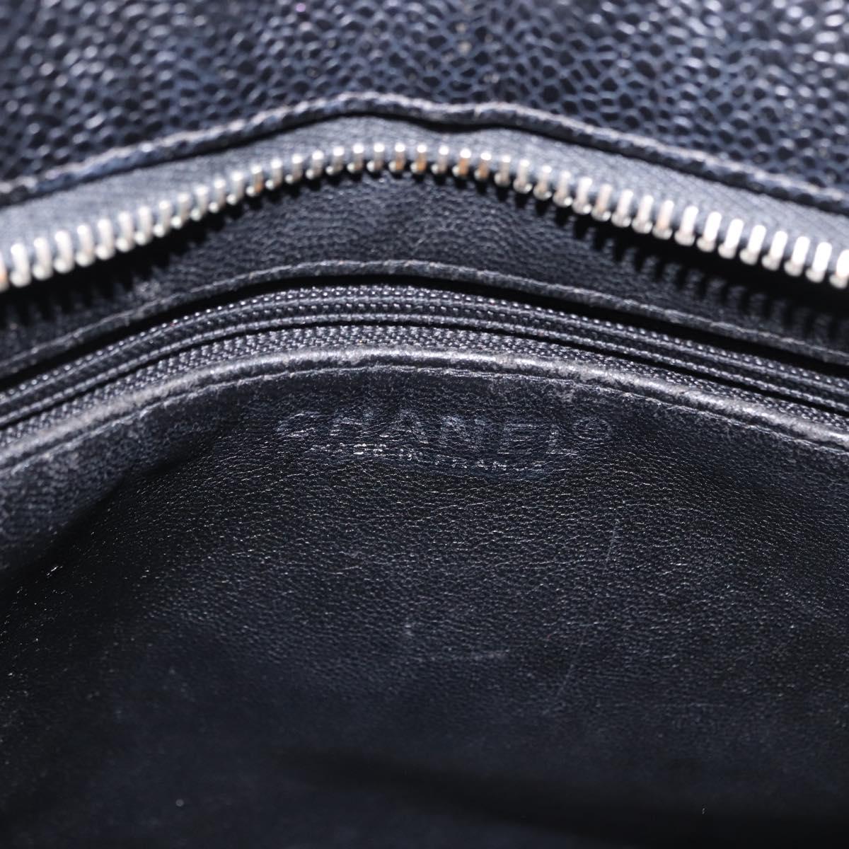 CHANEL Matelasse Reprint Tote Bag Caviar Skin Black Silver CC Auth 200753V
