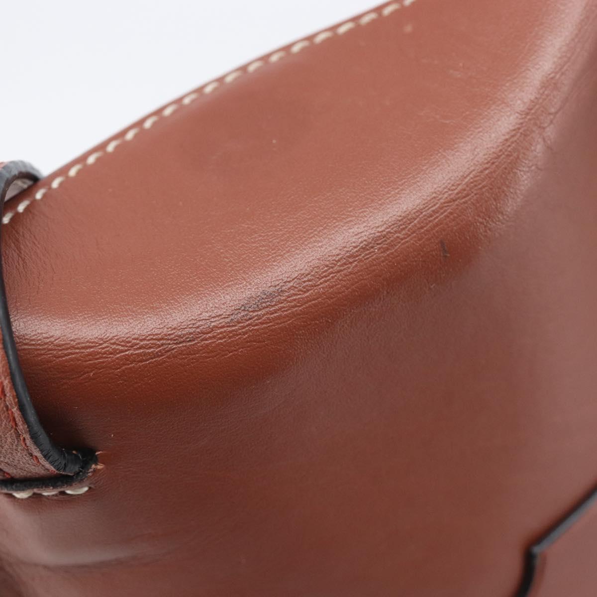 LOEWE Phone Pouch Leather Brown Gold Auth 200754