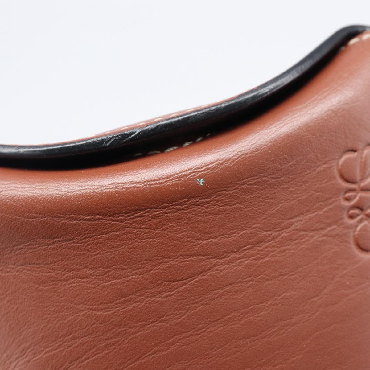 LOEWE Phone Pouch Leather Brown Gold Auth 200754