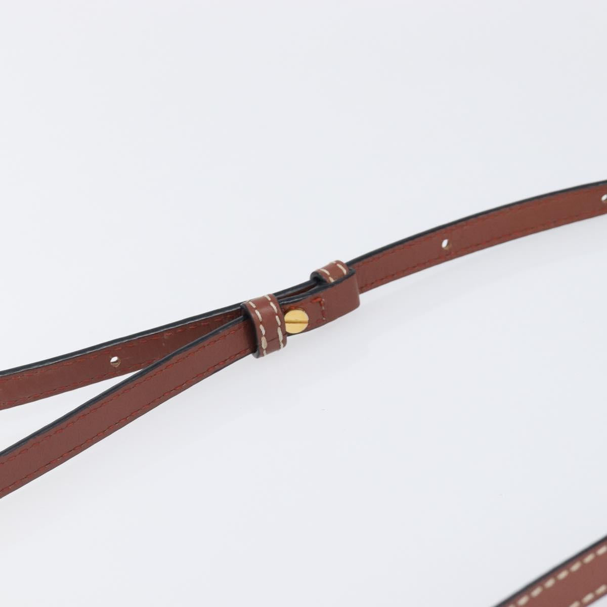 LOEWE Phone Pouch Leather Brown Gold Auth 200754