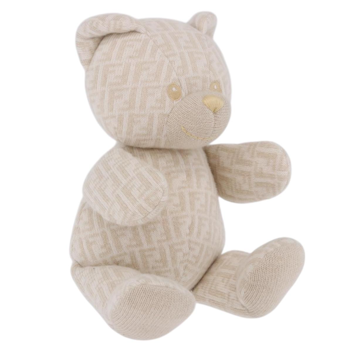 FENDI Zucca Canvas Plush Doll Knitted Fabrics Beige Auth 200757M
