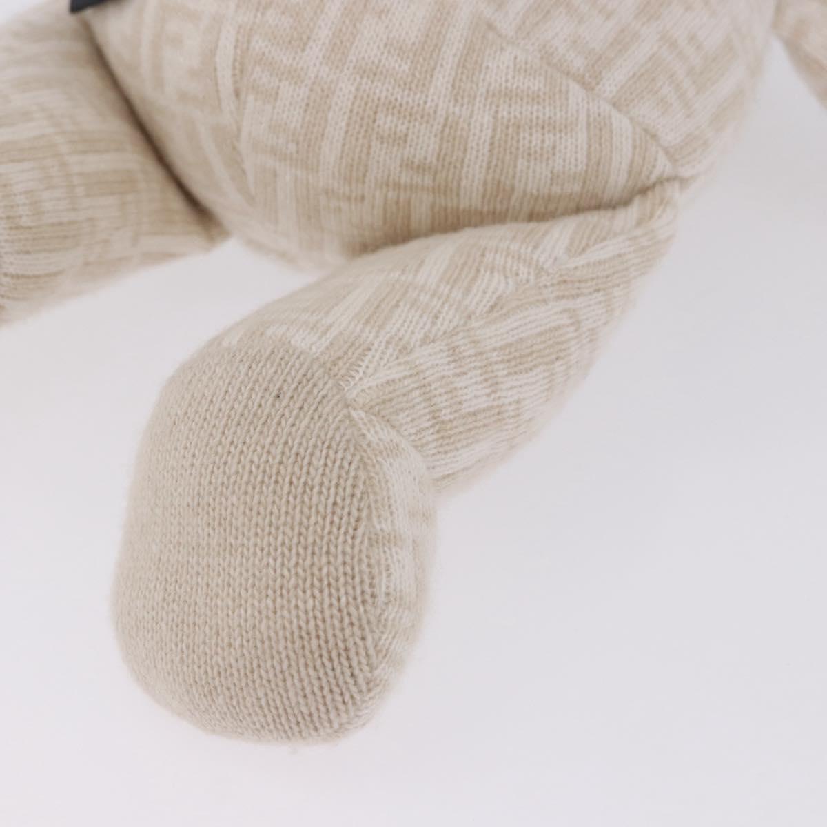 FENDI Zucca Canvas Plush Doll Knitted Fabrics Beige Auth 200757M