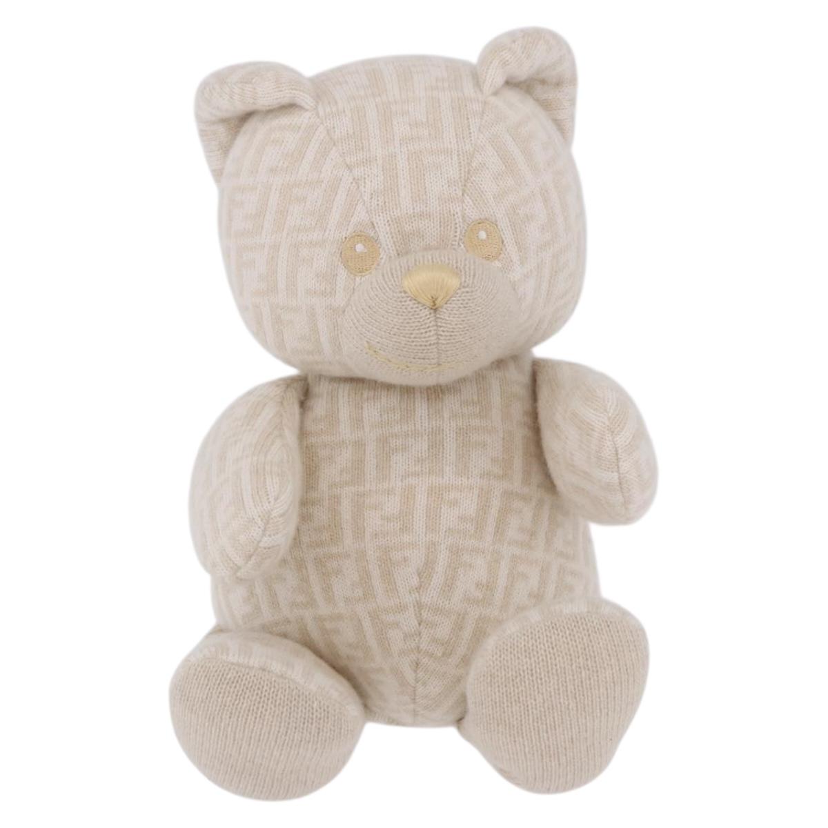 FENDI Zucca Canvas Plush Doll Knitted Fabrics Beige Auth 200757M