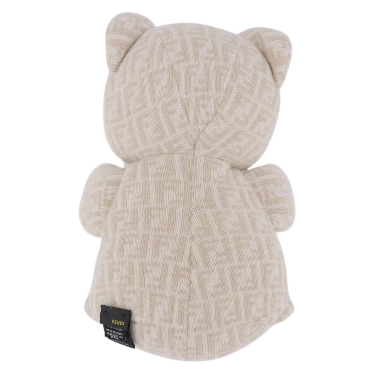 FENDI Zucca Canvas Plush Doll Knitted Fabrics Beige Auth 200757M